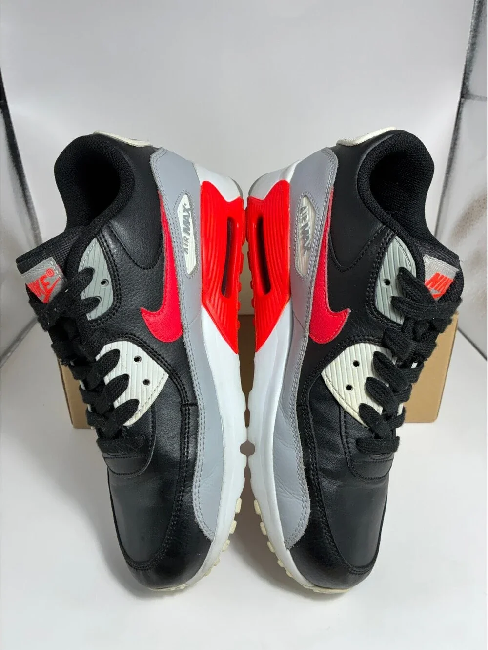 Size 6.5y/8w - Nike Air Max 90 LTR Dark Grey Bright Crimson